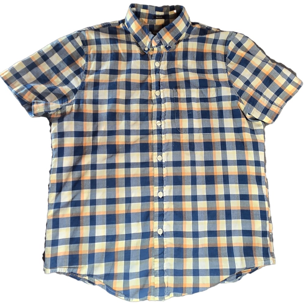 Abercrombie & Fitch Mens Muscle Fit Short Sleeve Plaid Button Down Shirt Large